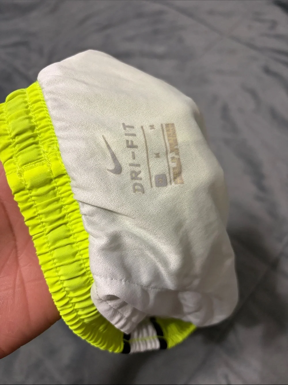 Nike Men’s Neon Yellow Athletic Running Shorts with Black Trim